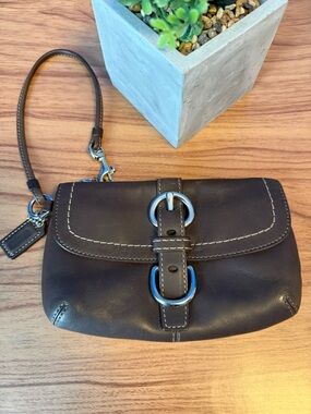Vintage Coach Espresso Brown Leather Wristlet